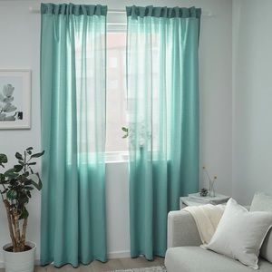 ikea HILJA Curtains, 1 pair, turquoise, 57x98" 2 Panels BRAND NEW